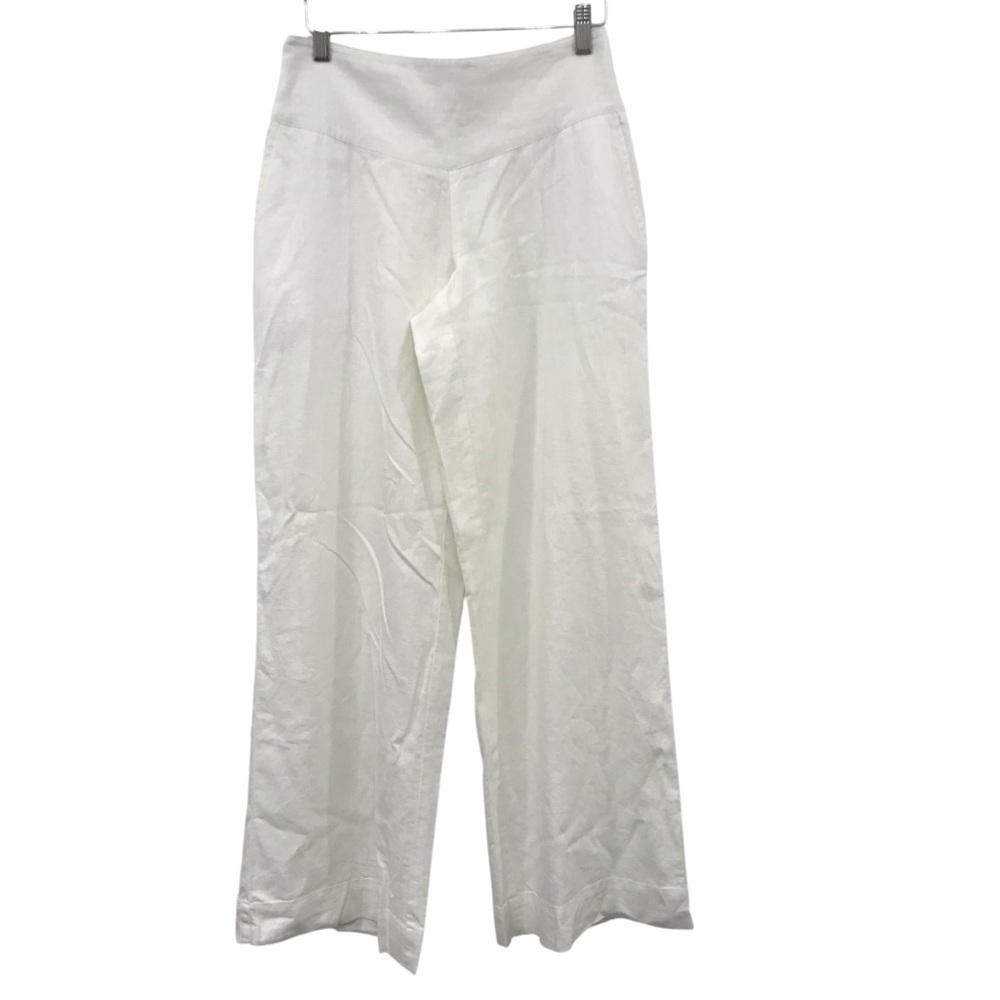 Cato White Pull On Linen Blend Wide Leg size XS Beachy Flowy Comfy